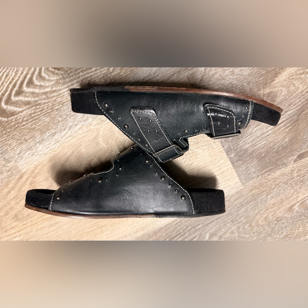 Black Studded Slide Sandals - Picture 3 of 6